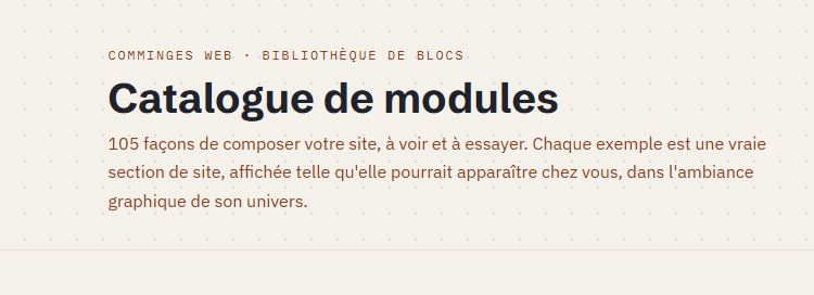 Capture du site Catalogue — Comminges